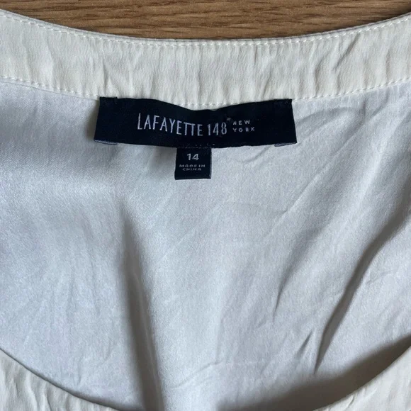 Lafayette 148 Size 14  100% Silk Cream Blouse Career Office - Picture 10 of 15
